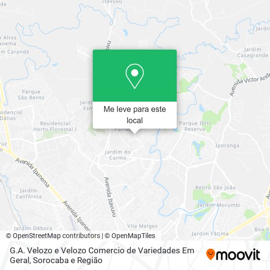 G.A. Velozo e Velozo Comercio de Variedades Em Geral mapa