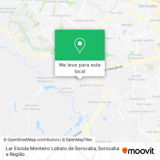 Lar Escola Monteiro Lobato de Sorocaba mapa