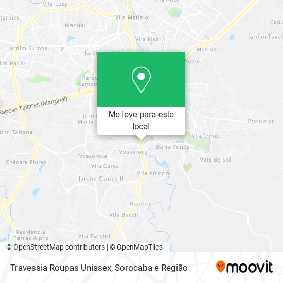 Travessia Roupas Unissex mapa