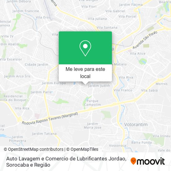 Auto Lavagem e Comercio de Lubrificantes Jordao mapa