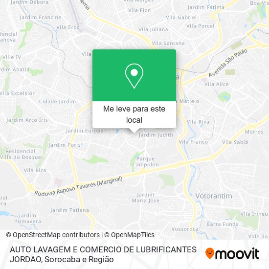 AUTO LAVAGEM E COMERCIO DE LUBRIFICANTES JORDAO mapa