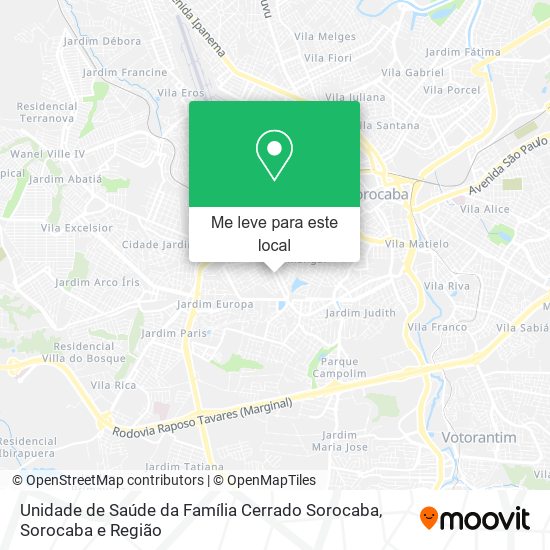 Unidade de Saúde da Família Cerrado Sorocaba mapa