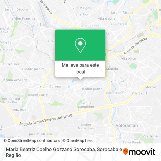 Maria Beatríz Coelho Gozzano Sorocaba mapa