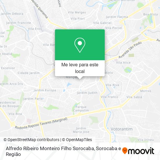 Alfredo Ribeiro Monteiro Filho Sorocaba mapa