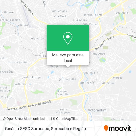 Ginásio SESC Sorocaba mapa