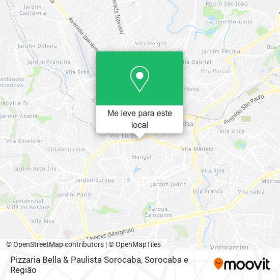 Pizzaria Bella & Paulista Sorocaba mapa