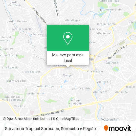 Sorveteria Tropical Sorocaba mapa