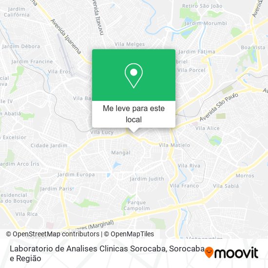 Laboratorio de Analises Clinicas Sorocaba mapa