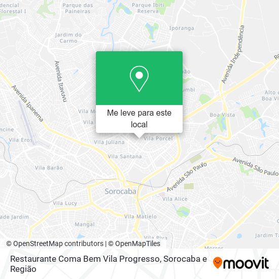 Restaurante Coma Bem Vila Progresso mapa