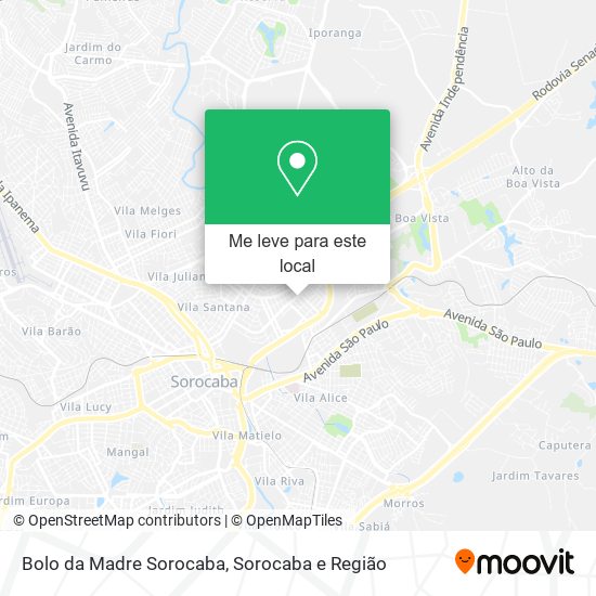 Bolo da Madre Sorocaba mapa