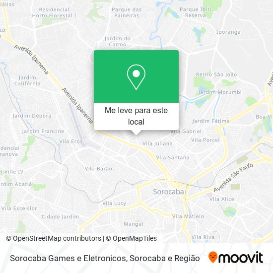 Sorocaba Games e Eletronicos mapa