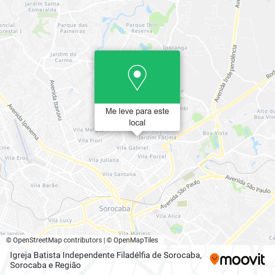 Igreja Batista Independente Filadélfia de Sorocaba mapa