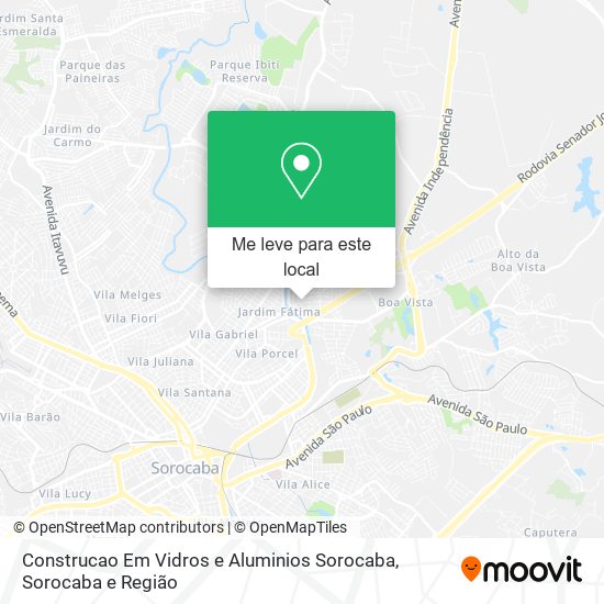 Construcao Em Vidros e Aluminios Sorocaba mapa