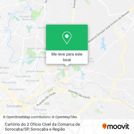 Cartório do 2 Ofício Cível da Comarca de Sorocaba / SP mapa