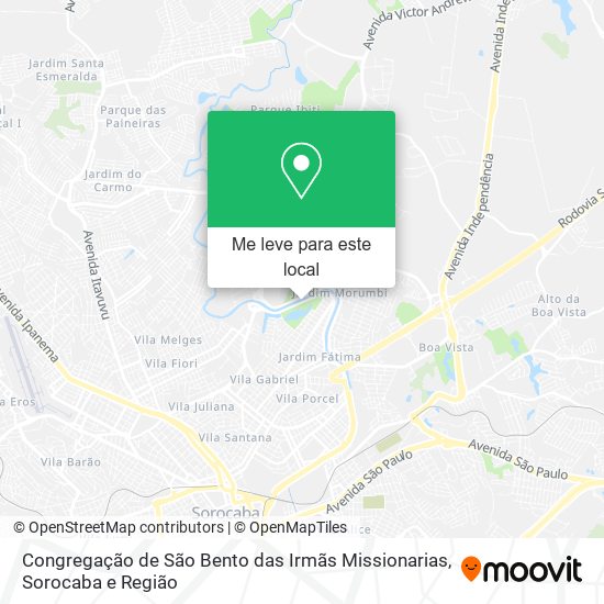 Congregação de São Bento das Irmãs Missionarias mapa