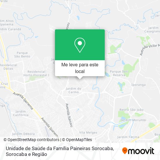 Unidade de Saúde da Família Paineiras Sorocaba mapa