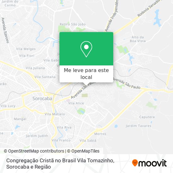 Congregação Cristã no Brasil Vila Tomazinho mapa