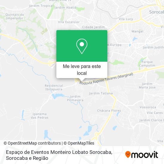 Espaço de Eventos Monteiro Lobato Sorocaba mapa