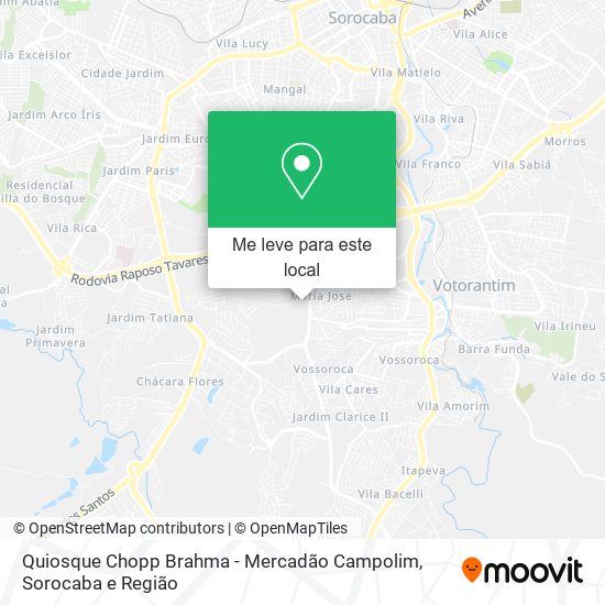 Quiosque Chopp Brahma - Mercadão Campolim mapa