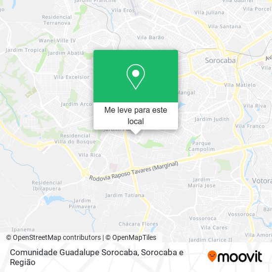 Comunidade Guadalupe Sorocaba mapa