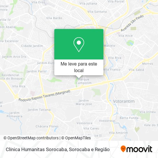 Clínica Humanitas Sorocaba mapa
