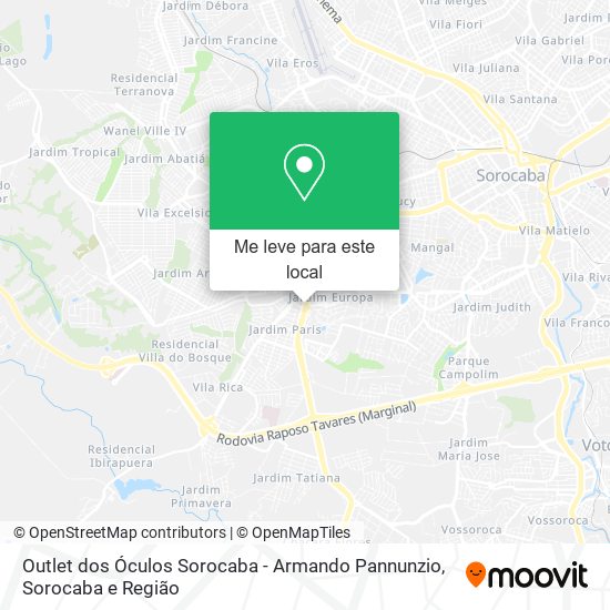 Outlet dos Óculos Sorocaba - Armando Pannunzio mapa