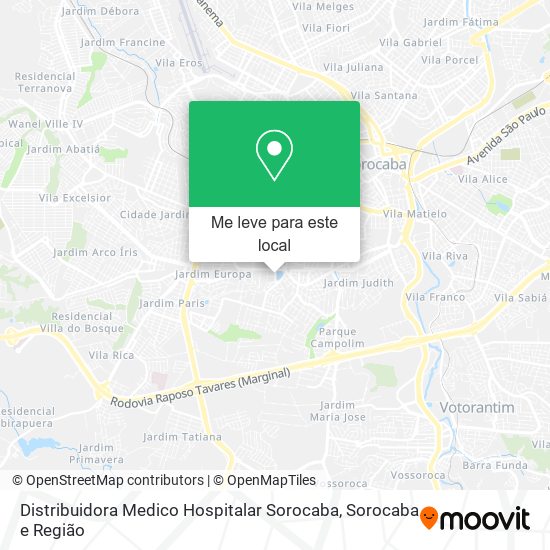 Distribuidora Medico Hospitalar Sorocaba mapa