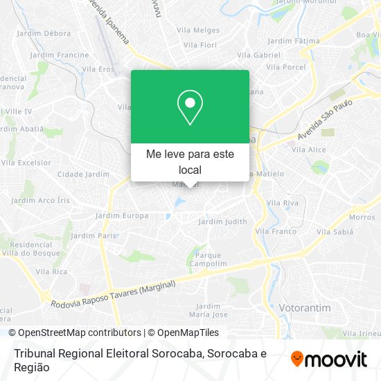 Tribunal Regional Eleitoral Sorocaba mapa