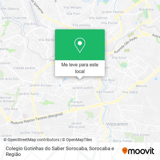 Colegio Gotinhas do Saber Sorocaba mapa