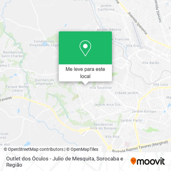 Outlet dos Óculos - Julio de Mesquita mapa