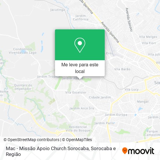 Mac - Missão Apoio Church Sorocaba mapa