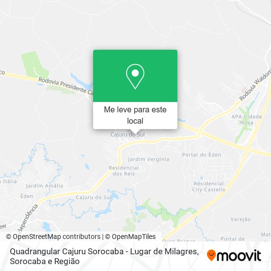 Quadrangular Cajuru Sorocaba - Lugar de Milagres mapa