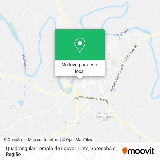 Quadrangular Templo de Louvor Tietê mapa
