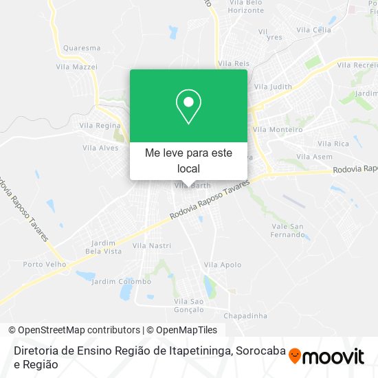 Diretoria de Ensino Região de Itapetininga mapa