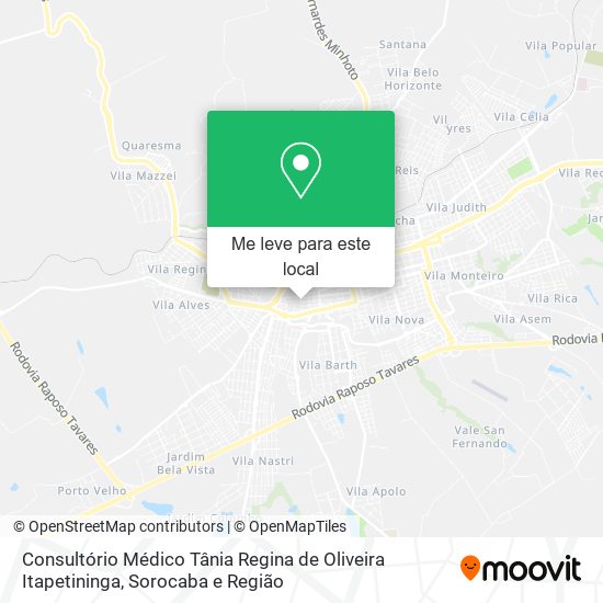 Consultório Médico Tânia Regina de Oliveira Itapetininga mapa