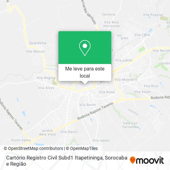 Cartório Registro Civil Subd1 Itapetininga mapa