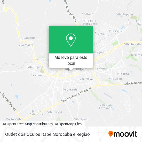 Outlet dos Óculos Itapê mapa