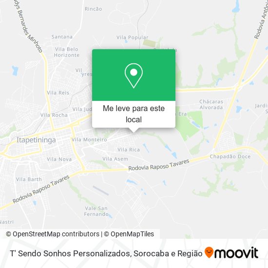 T' Sendo Sonhos Personalizados mapa