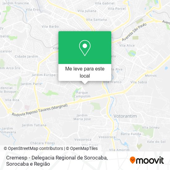 Cremesp - Delegacia Regional de Sorocaba mapa