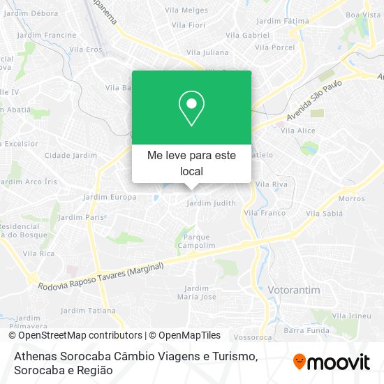 Athenas Sorocaba Câmbio Viagens e Turismo mapa