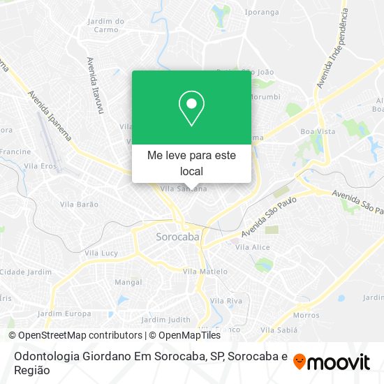 Odontologia Giordano Em Sorocaba, SP mapa