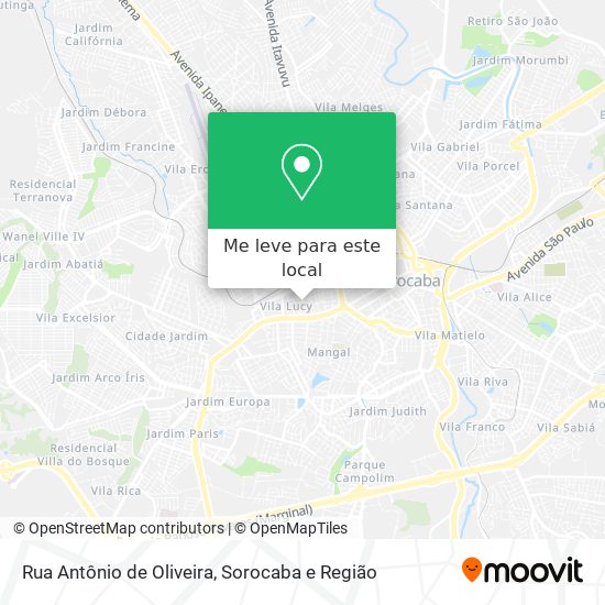 Rua Antônio de Oliveira mapa