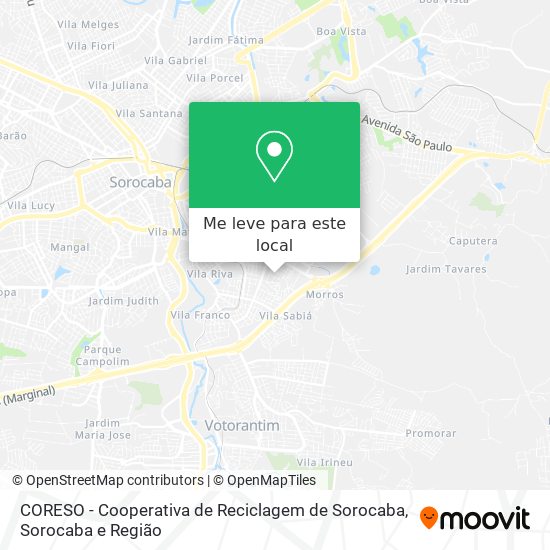 CORESO - Cooperativa de Reciclagem de Sorocaba mapa