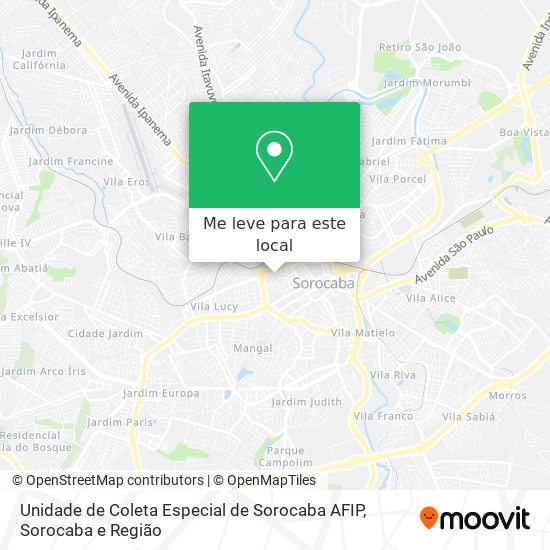 Unidade de Coleta Especial de Sorocaba AFIP mapa