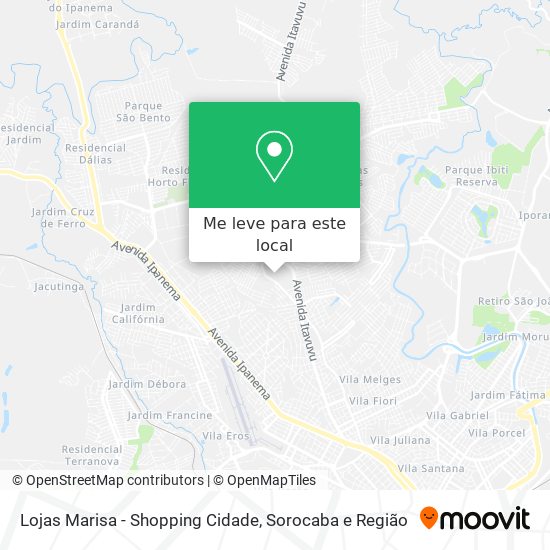 Lojas Marisa - Shopping Cidade mapa