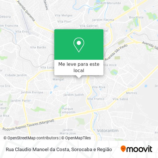 Rua Claudio Manoel da Costa mapa