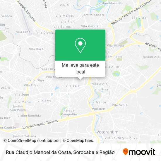 Rua Claudio Manoel da Costa mapa