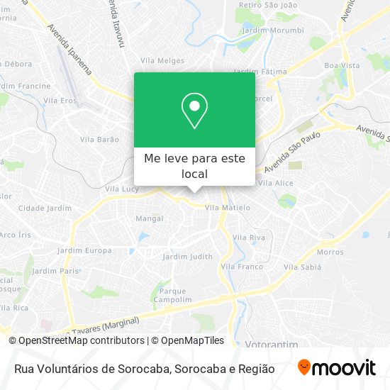 Rua Voluntários de Sorocaba mapa