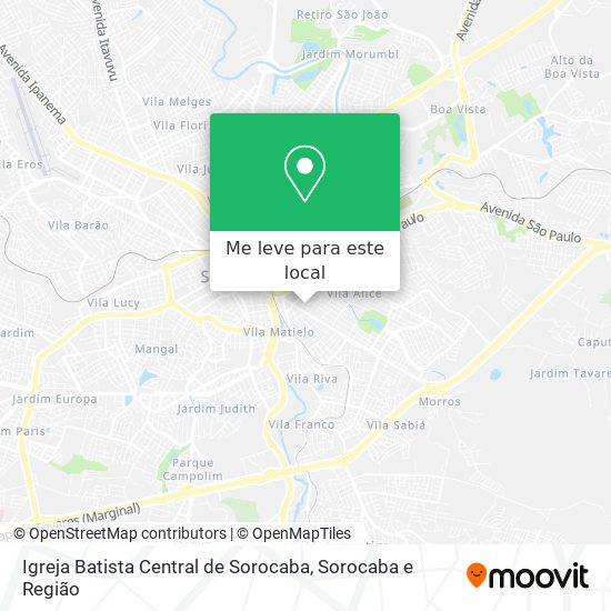 Igreja Batista Central de Sorocaba mapa