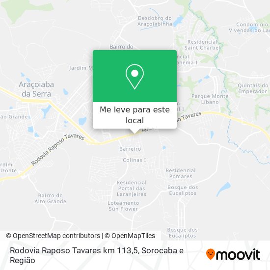 Rodovia Raposo Tavares km 113,5 mapa